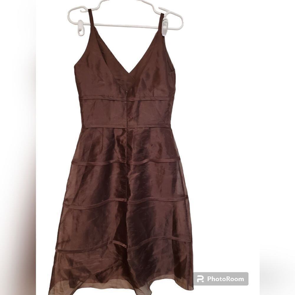 Alfred Sung Brown Satin Fit Flare Cocktail Dress Womens 10 Wedding Guest